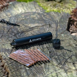 Granite Suture Tire Plug Kit, Compact Tubeless Flat Bicycle Tire Repair Kit with 2 Size Tire Plugs, Fix Mountain Bike and Road Bike Tire Punctures (Black)