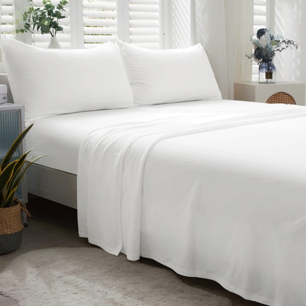 LIFETOWN 100% Jersey Knit Cotton Sheet, T-Shirt Feel Bed Sheet,