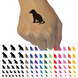 Dog Puppy Tongue Out Sitting Temporary Tattoo Water Resistant Fake Body Art Set Collection - Light Pink (One Sheet)