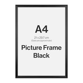 Modern Black A4 Photo Frame for A4 (21 x 29.7cm) Photos or Pictures, Plexi Glass, Freestanding or Wall Mounted Landscape or Portrait