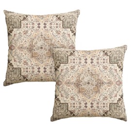 Artoid Mode Boho Bohemia Style Vintage Beige Cushion Covers Set of 2 45 x 45 cm Seasonal Decorative Cushion Cover Couch Living Room Decoration