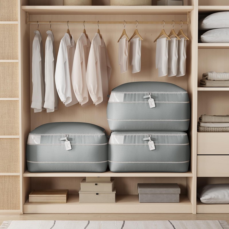 Homsorout Compression Storage Bags for Comforters - 4 Pack Long