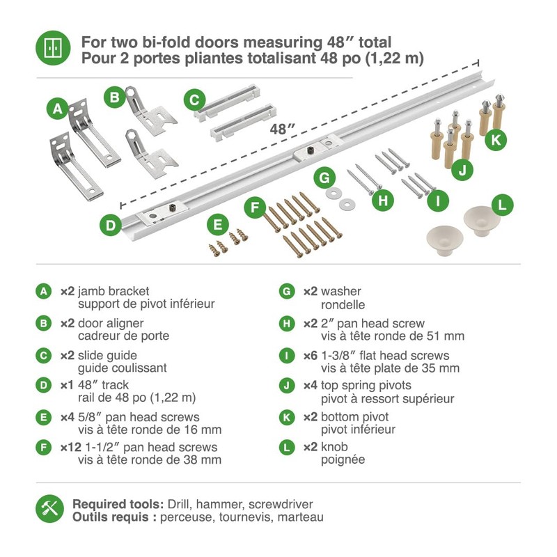 Richelieu Hardware 14028WBC Onward Bi-Fold Door Hardware Kit 72 in