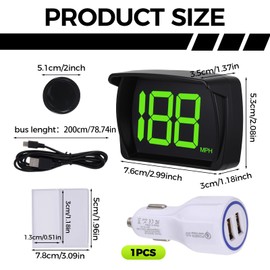 QESSUVNC Digital GPS Speedometer HUD Heads up Display Real-time Car Speedometer, With USB Dual Quick Charger & Non-slip Mat, Suitable for Truck, SUV, Motorcycle(MPH)