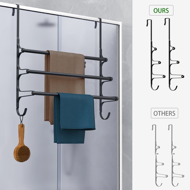 Over The Door Towel Rack, Extendable Triple Towel Storage Holder