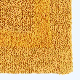 HOMESCAPES Toilet Mat, Luxury 1600gsm Extra Soft 100% Cotton, Reversible Bathroom Mats Non-Slip, Washable, Super Absorbent, Quick-Dry, Mustard Pedestal Mat for Toilet, 50 x 55 cm