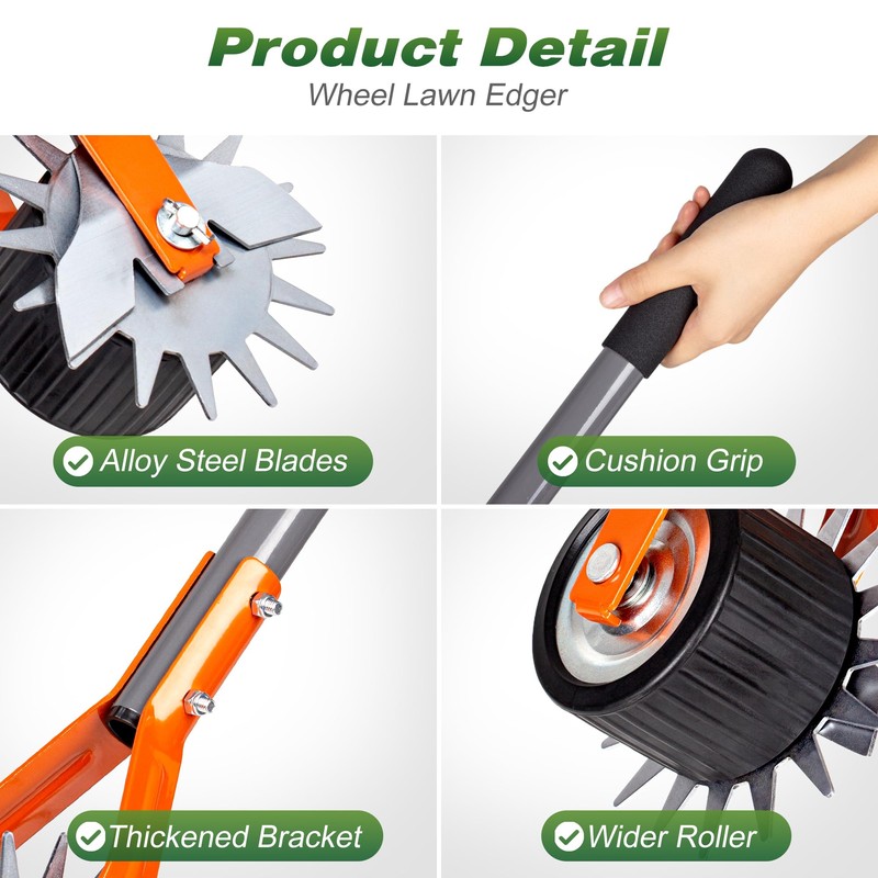Walensee Wheel Rotary Edger, 69.7 Inch Hand Manual Edger Lawn