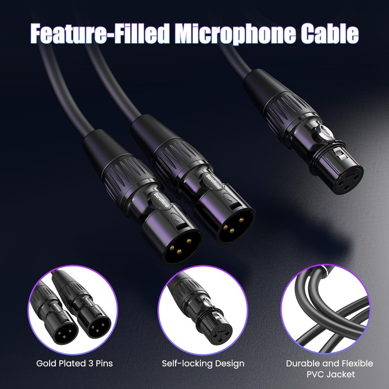 Baroflone XLR Splitter Cable, 1 Female to 2 Male Y