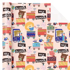 WRAPAHOLIC Back to School Wrapping Paper Roll - Mini Roll - 17 Inch x 16.5 Feet - Colorful Letters and Pencils Design for Kids Boys, Students, Teacher Appreciation