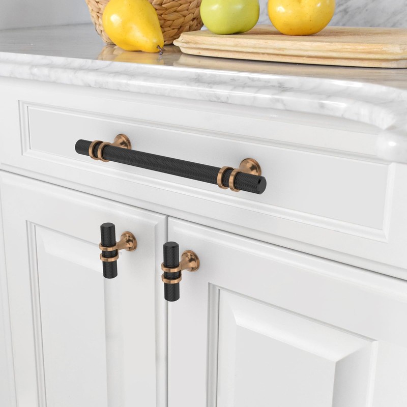 Asidrama 10 Pack 5 Inch(128mm) Knurled Matte Black and Champagne