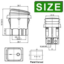 DAOKAI Toggle Switch On/Off DPST 30A Green Luminous LED Switch 4 Pins 2 Position Rocker Switch High Current Button Rocker Switch for DIY, Car, Boat, Electrical Appliances - Pack of 5