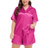 SWOMOG Womens Satin Plus Size Pajamas Silk Short Sleeve Pjs
