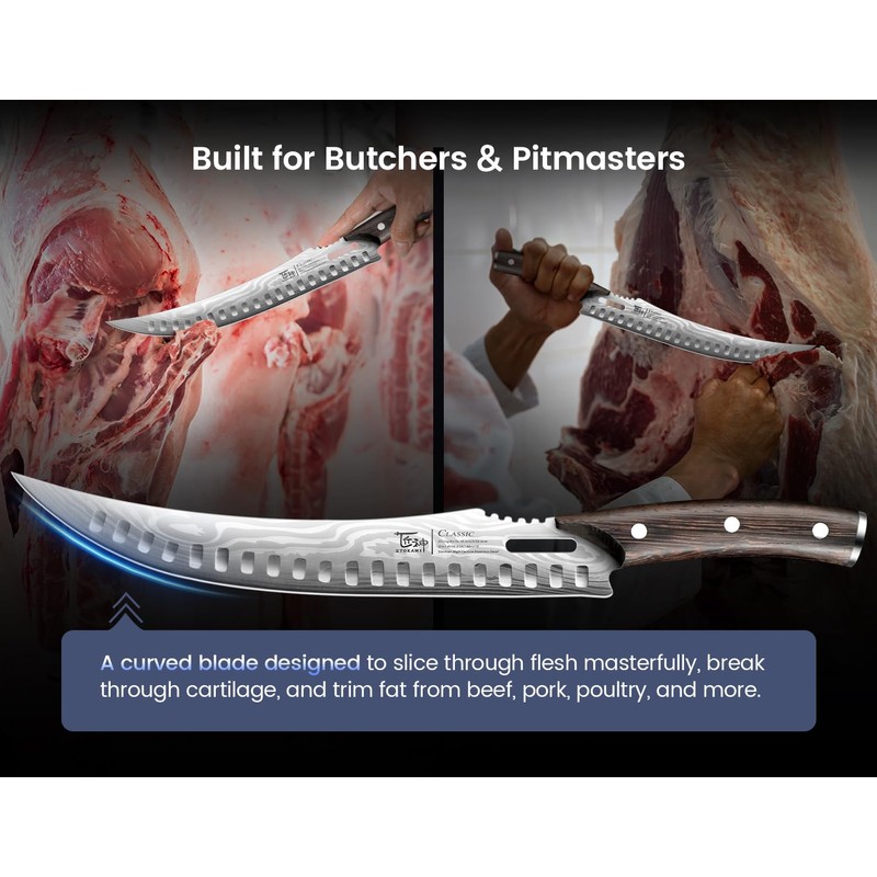 SYOKAMI Butcher Breaking Knife for Meat Cutting, 10.5 Inch Japanese