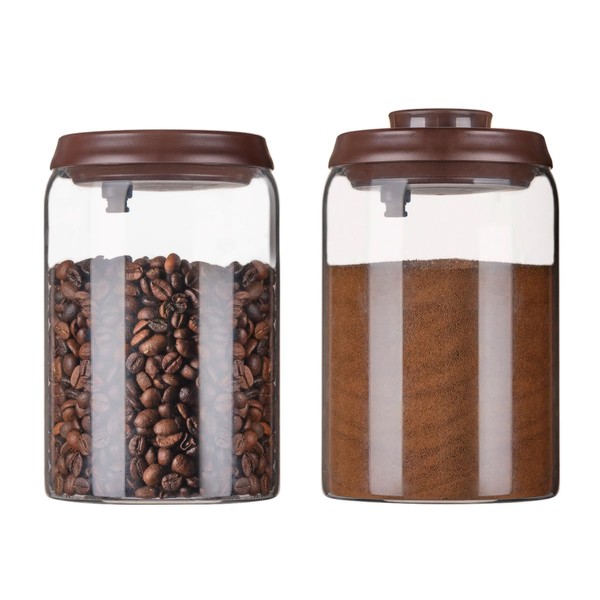 Ankou Glass Coffee Canister 900ml x 2 Jar, Airtight Food