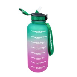 THE STEEL BOTTLE - Motivational Water Bottle 2.2 Litres with Straw and Time Slots - BPA and Phthalate Free - Airtight Bottle - Ideal for Sports, Gym Camping (Pink & Green)
