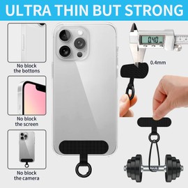 Hovmwey Phone Tether Tab, 2 Pack Cell Phone Lanyard Patch Without Adhesive, Phone Strap Replacement Part for All Full Phone Cases (Black)