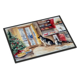 Caroline's Treasures DAC3856JMAT Norwegian Elkhound Christmas Cookies Doormat Front Door Mat Indoor Outdoor Rugs for Entryway, Non Slip Washable Low Pile, 24H X 36W