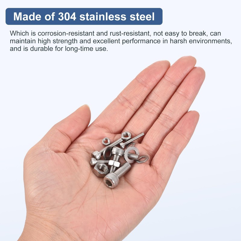 DTGN Metric Thread Assortment 75pcs M5 Bolt and Nut Kit
