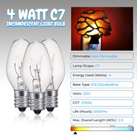OHLECTRIC C7 Clear White Incandescent Glass Bulbs | 4W Dimmable Compact Light Bulbs with E12 Base | Great for Outdoor Use Lasts Up to 3000 Hours | Pack of 4