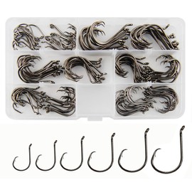 150pcs/box Circle Hooks 2X Strong Customized Offset Sport Circle Hooks Black High Carbon Steel Octopus Fishing Hooks-Size:#1-5/0