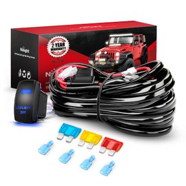 Nilight Barra de luz LED Arnés de cableado Kit 14 AWG Heavy Duty 12 V interruptor basculante láser de 5 pines On Off Interruptor impermeable relé de potencia hoja fuse-2 Leads, 2 años de garantía