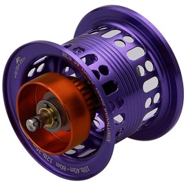 HEIGHTEN Daiwa Bait Reel Spool with 2 Levels Movable Bait Reel Replacement Spool with Bearings for Tees/ Gillion/ Ryoga/ Mozan/ Silver Wolf (NMB Stainless Bearing Built-In - Purple) (HT13408)