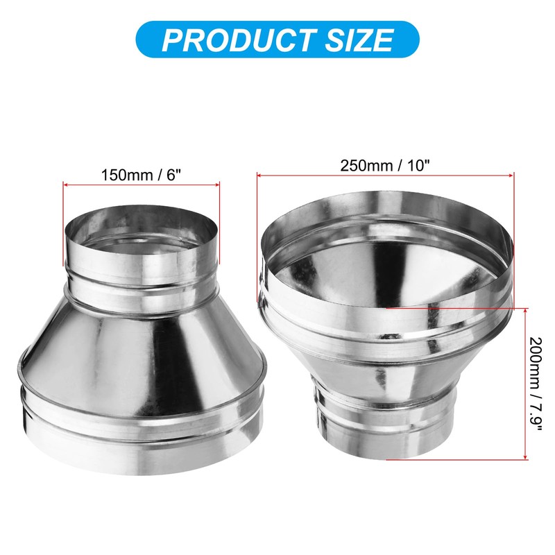 PATIKIL 10 Inch to 6 Inch Round Duct Reducer Increaser
