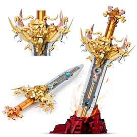 Finger Rock King's Sword Building Blocks Set for Adults, Legendary Sword Building Kit with a Base for Display, 1142 PCS Classic Toy Weapon Model Collection Gifts for Teens Boys 10+
