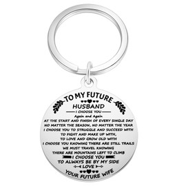 Aesnefe to My Future Husband Keychain Gifts for Him, Engagement Gift for Fiance, Romantic Keyring Gift for Valentines Day Wedding Anniversary Birthday Christmas from Wife