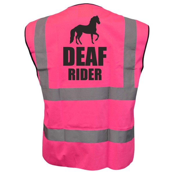Equestrian DEAF RIDER Hi Viz Vis Vest Horse Riding Reflective
