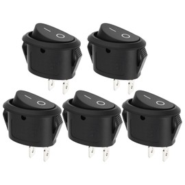 YINETTECH 5pcs SPST Oval Rocker Switch 2Pin Toggle Switch 6A/250VAC 10A/125VAC for DIY Electronics