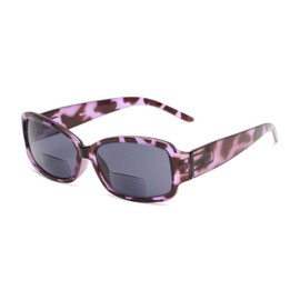 Readers.com Reading Sunglasses: The Karissa Bifocal Reading Sunglasses Plastic Rectangle Style for Women - Purple Tortoise with Smoke, 2.25
