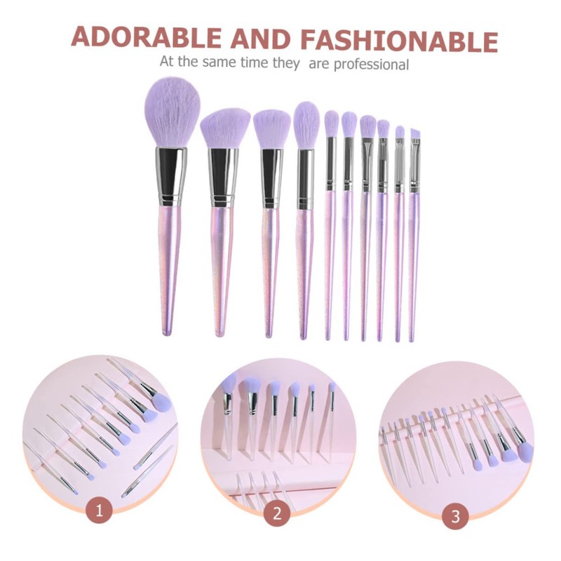 Outanaya 10pcs Amethyst Makeup Brush Set Professional Full Kit for