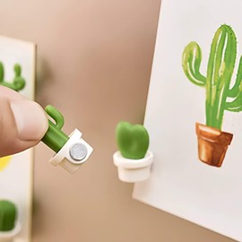 HannaFires 12PCS Decorative Refrigerator Magnets Set - Creative Cactus Fridge Magnet, 3D Cactus Pot Design, Magnetic Memo Holders, Fun Magnetic Sticky Notes for Kitchen & Office Decor
