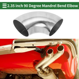 Motoforti 2pcs 90 Degree Mandrel Bend Elbow Car Exhaust Pipe Tubing Piping 2.35" Inch OD Thickness 1.0mm/19GA 60x155x1.0mm 304 Stainless Steel Silver Tone