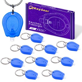 RaySoar 10 Pack Ultra Bright Mini LED Keychain Flashlight, Small Key Ring Flashlight, Portable LED Keychain Light for Outdoor Activities Emergency Light - Blue Shell