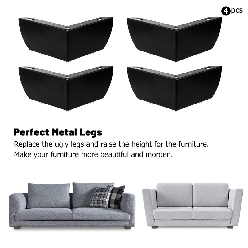 SUMNACON 4Pcs 5.5cm Metal Sofa Legs Furniture Feet Wardrobe Leg,