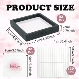 PEDOBALI 32 Pcs Press On Nail Packaging Box with 120 Pcs Adhesive Double Sided Tape, Black Artificial Nail Display Case, Earrings Storage Organizer, for Birthdays, Christmas Gift