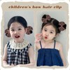 Mini Brown Hair Bows Clips for Girls Toddles Embroidery Flower