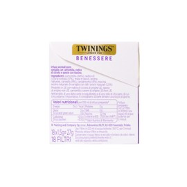 Twinings, Benessere Coccole della Sera, Infuso Aromatizzato alla Vaniglia con Camomilla Radice di Cicoria e Spezie, Infusi e Tisane, 1 Confezione da 18 Filtri