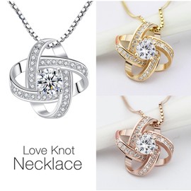 Generic Love Knot Necklace for Women - Sentimental Gift from Husband - Elegant Crystal Pendant - Perfect Birthday or Christmas Jewelry Wife - ""To My Soulmate (Gold)