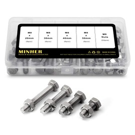 M8 304 Stainless Steel Hexagonal Screws Bolts and Nuts Set, Machine Screws (20 mm, 30 mm, 40 mm, 50 mm)