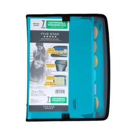 Five Star Expanding File Folder with Zipper, 7 Pocket - Multicolor