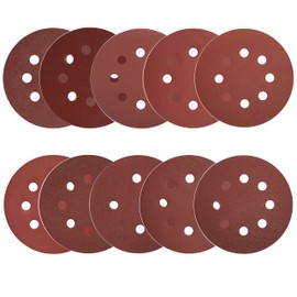 Piowio 100 Pcs 5 inch 8 Holes Sanding Discs 120 240 400 600 800 1000 1200 1500 2000 3000 Compatible for Random Orbital Sander (#120 - #3000 Each Grit 10 Pcs Red)