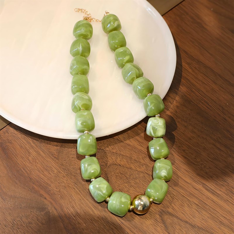 JNF Chunky Beaded Resin Necklace Large Beads Statement Necklaces Big