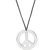 Skeleteen Silver Peace Sign Pendant - 1960s 1970s Hippie Party