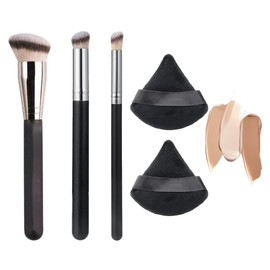 Make Up Pinsel Set, 3 Stück Schminkpinsel Puderpinsel Makeup Brushes Concealer Pinsel Kosmetikpinsel mit 2 Stück Puderquaste, Pinselset Makeup Professionelles