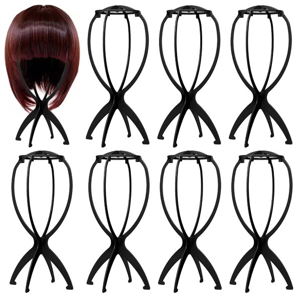 BLLREMIPSUR 8 Piece Wig Stand Set Portable Wrinkles Plastic Wig
