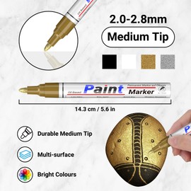 SAKEYR Paint Pens-4 Colors Permanent Oil Based Paint Markers, Quick Dry, Waterproof Paint Pen Markers for Metal, Plastic, Fabric, Wood, Glass, Rock
