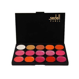Sedell Professional Long Lasting Waterproof Matte Lipstick Palette Set Of 15, Multicolor, 2 g